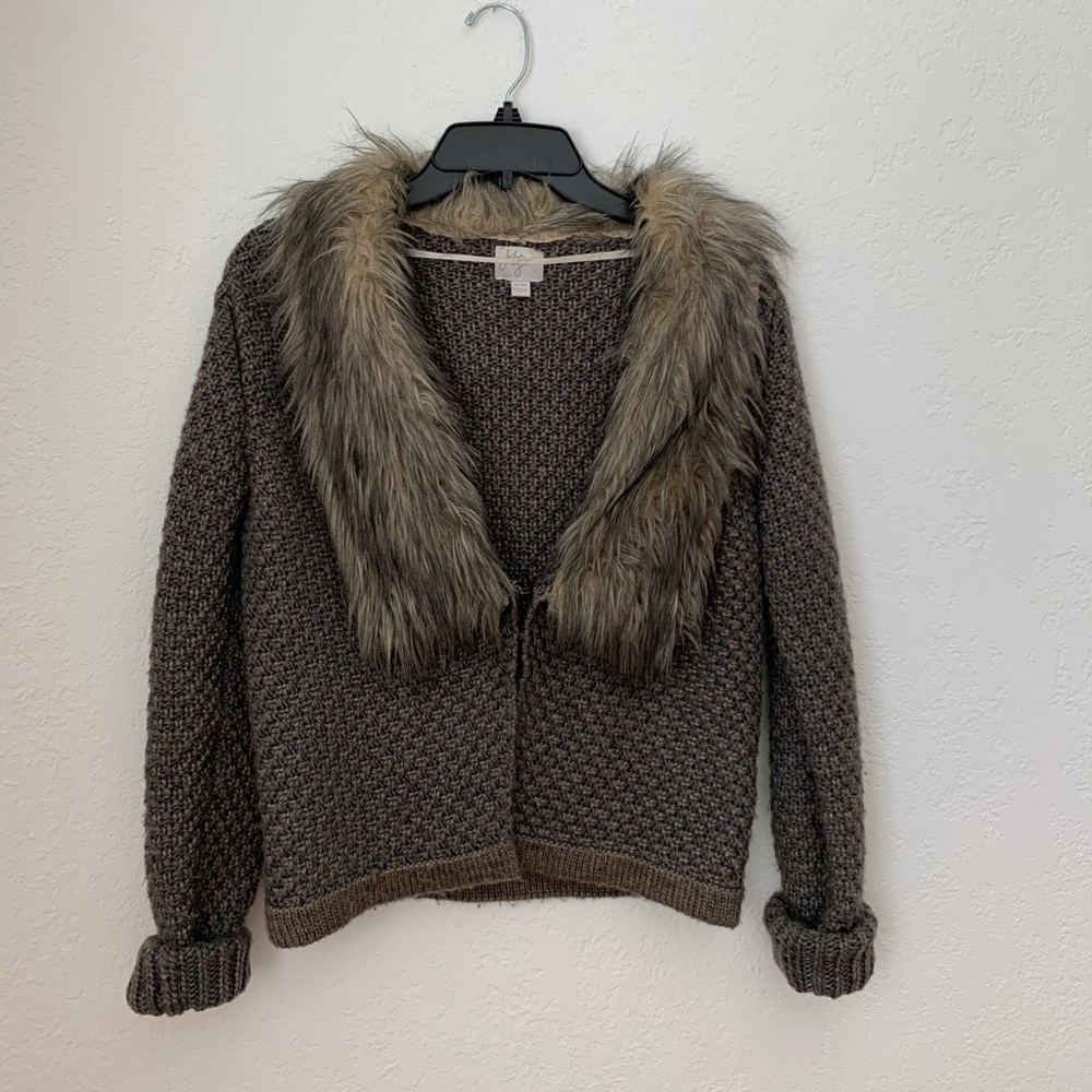Anthropologie fur lined sweater